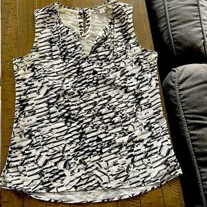 Calvin Klein, Abstract Black & White Sleeveless Blouse